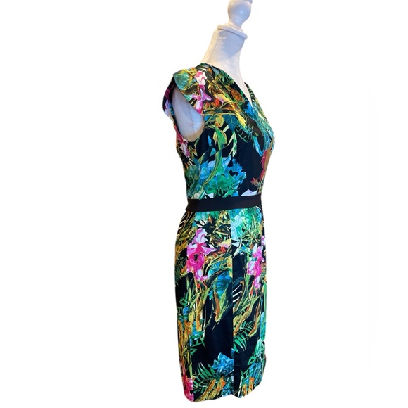 Tropical Exotic Floral Bodycon Dress Resort Print Stretch Cocktail 8 - Picture 4 of 10